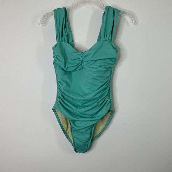 MagicSuit Natalie 1PC Swimsuit Sz 8 Ruched Tummy Control Bathing Suit Swim Green - Picture 1 of 5